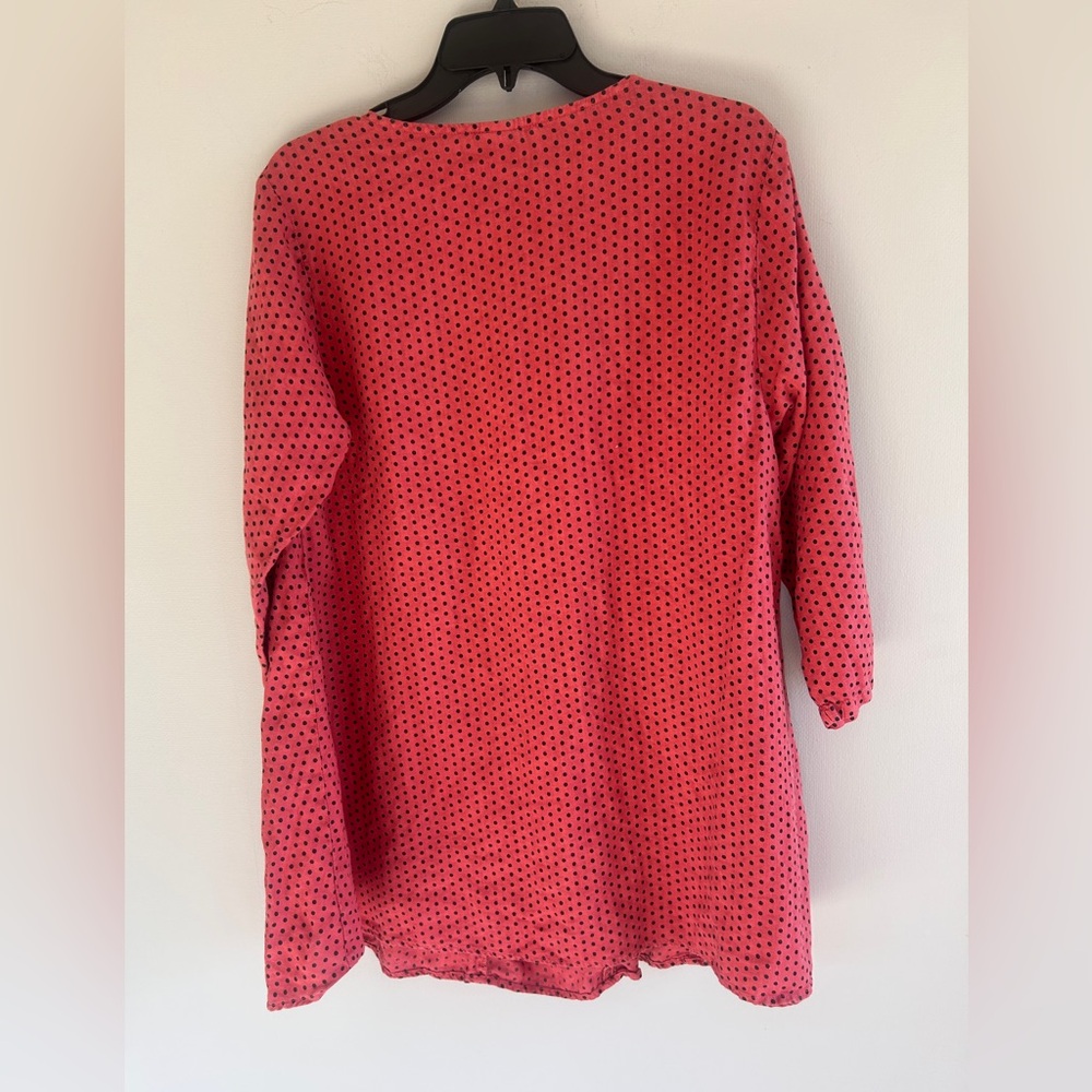 VTG MATCH POINT 90s 100% Linen Polka Dot Oversized Lagenlook Tunic USA Made | S - Picture 8 of 9